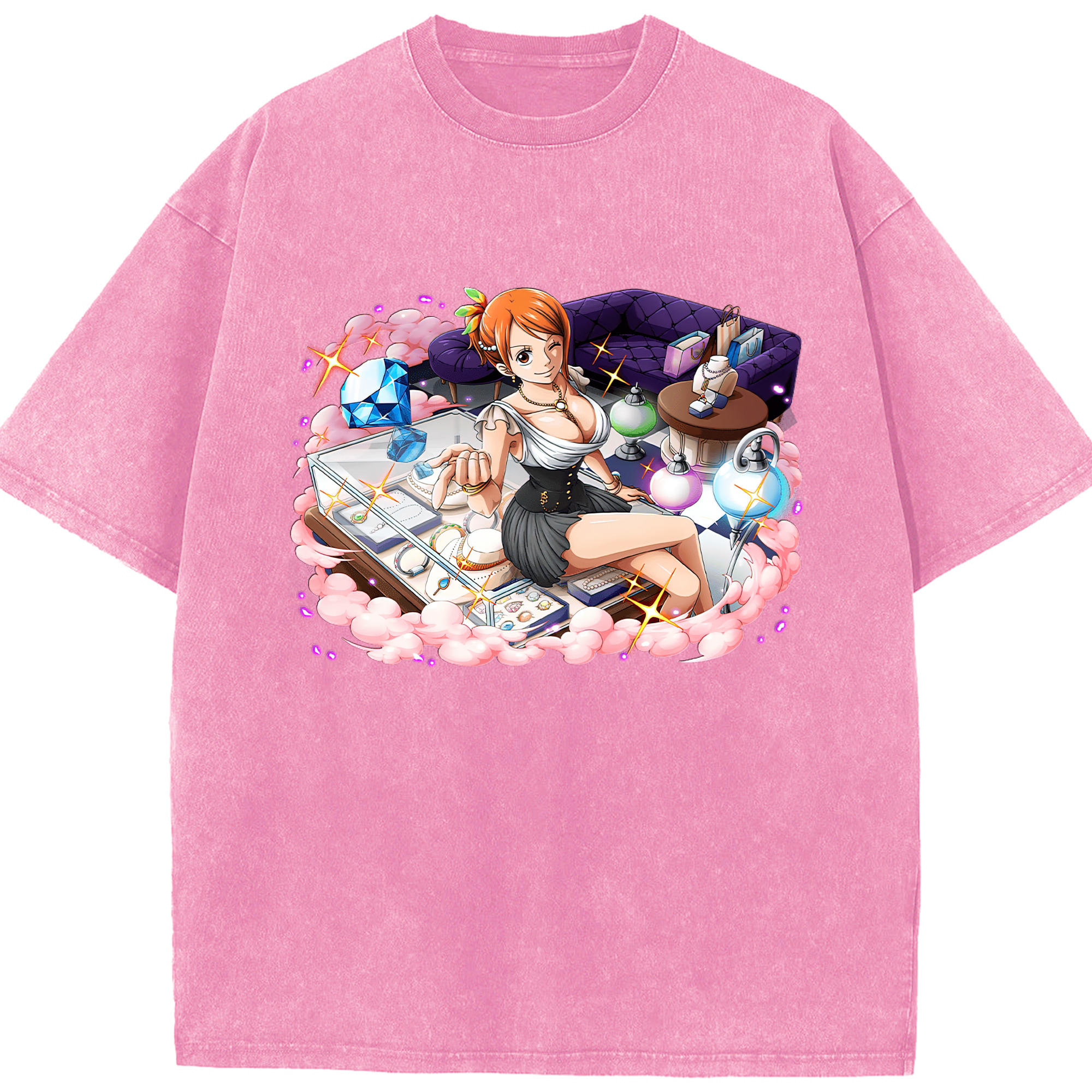 ワンピース ナミ ONE PIECE Nami 綿100% ヴィンテージ風 半袖Tシャツ（フロントプリント）